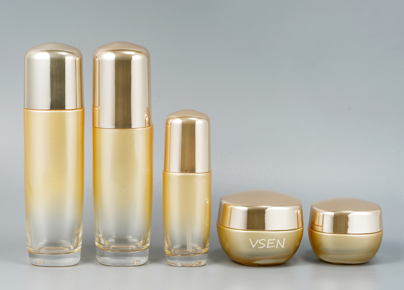 金色化妆品套装瓶子 四方化妆品乳液按压瓶子定(图4)